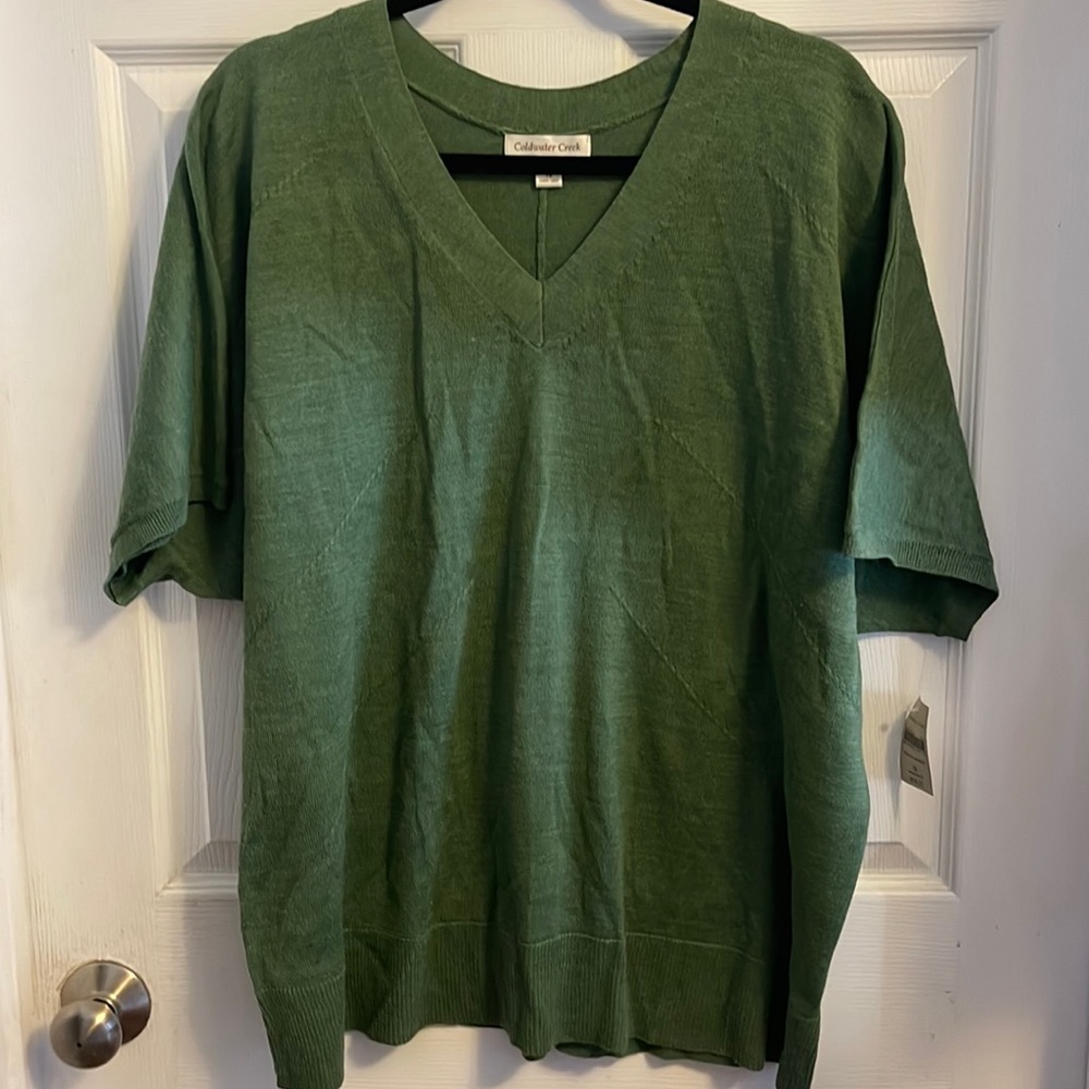 NWT Coldwater Creek Relaxed V Neck Wool Blend Sweater 1X(16-18)